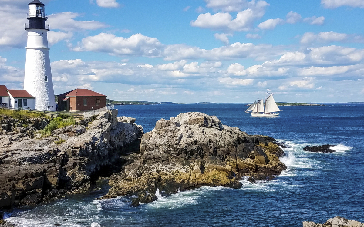 Leuchtturm an der Küste von Cape Elisabeth, USA