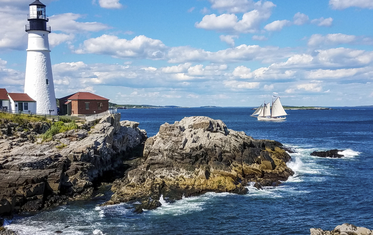 Leuchtturm an der Küste von Cape Elisabeth, USA
