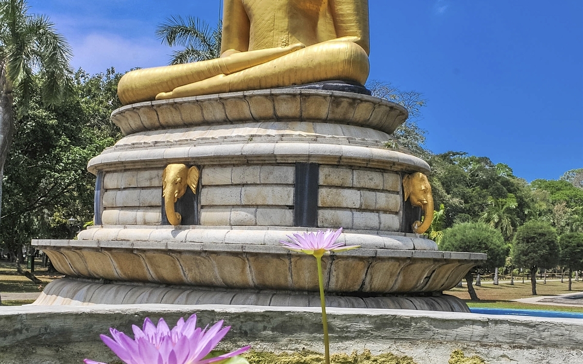 Buddha Skulptur in Viharamahadevi Park, Sri Lanka