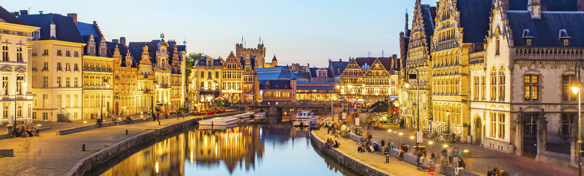 Gent Kanal bei Nacht, Belgien
