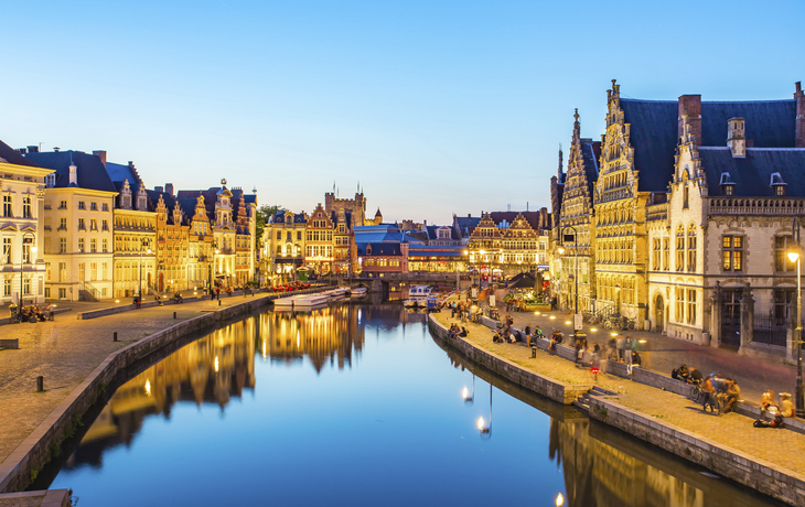 Gent Kanal bei Nacht, Belgien
