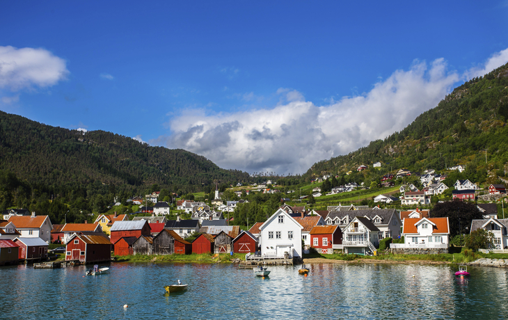 Blick auf die Bucht in Bergen, Norwegen