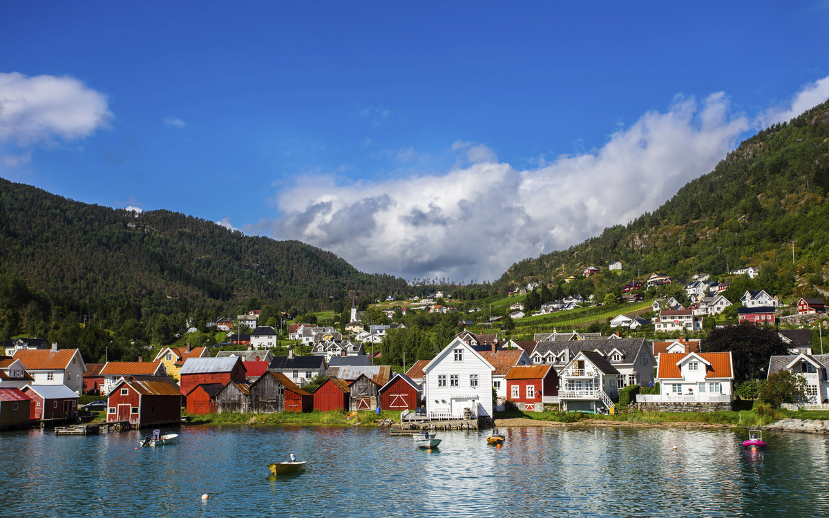 Blick auf die Bucht in Bergen, Norwegen