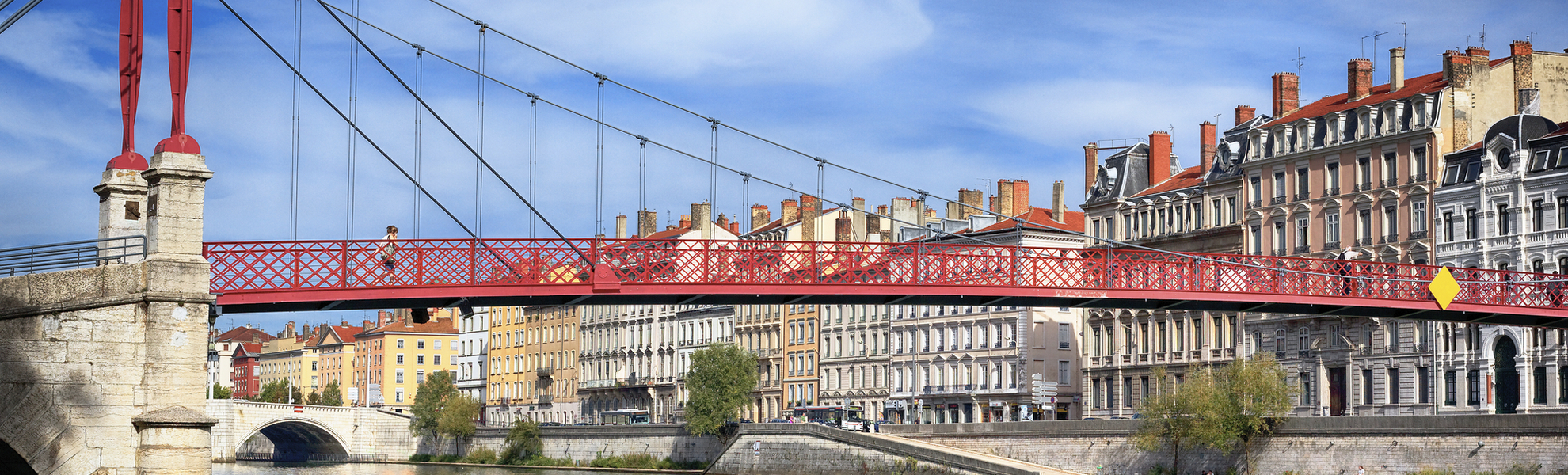 rote Brücke in Lyon, Frankreich