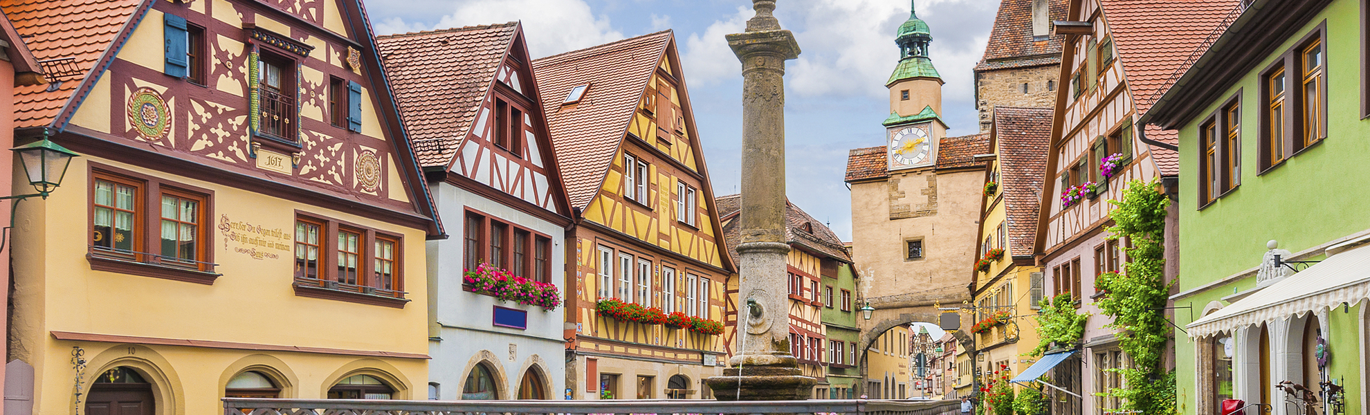 Typische Haeuser in Rothenburg ob der Tauber, Deutschland