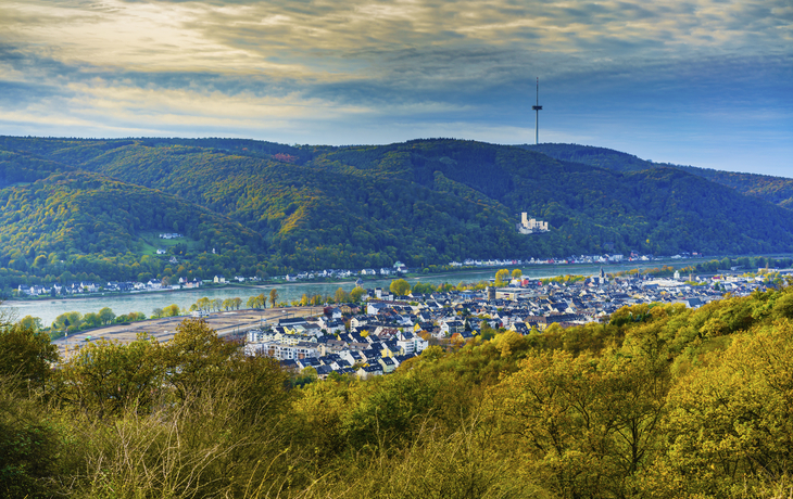 Skyline von Lahnstein mit  Rhein, Deutschland