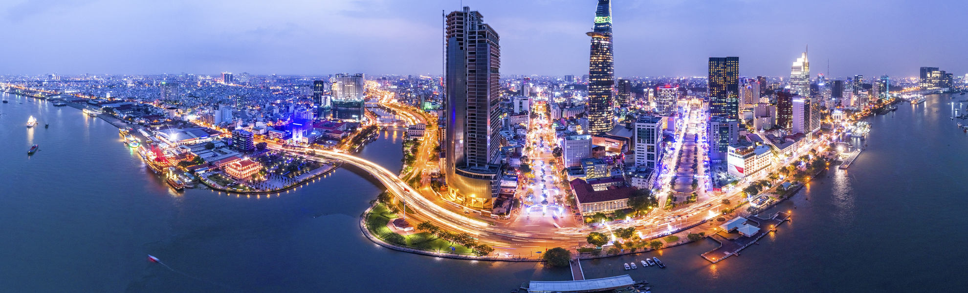 Luftaufnahme von der Skyline Saigons, Vietnam