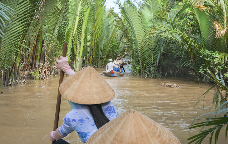 Kanufahrt im Mekong Delta, Kambodscha
