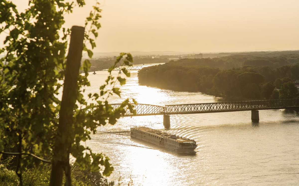 MS A-Silver im Sonnenuntergang auf der Donau