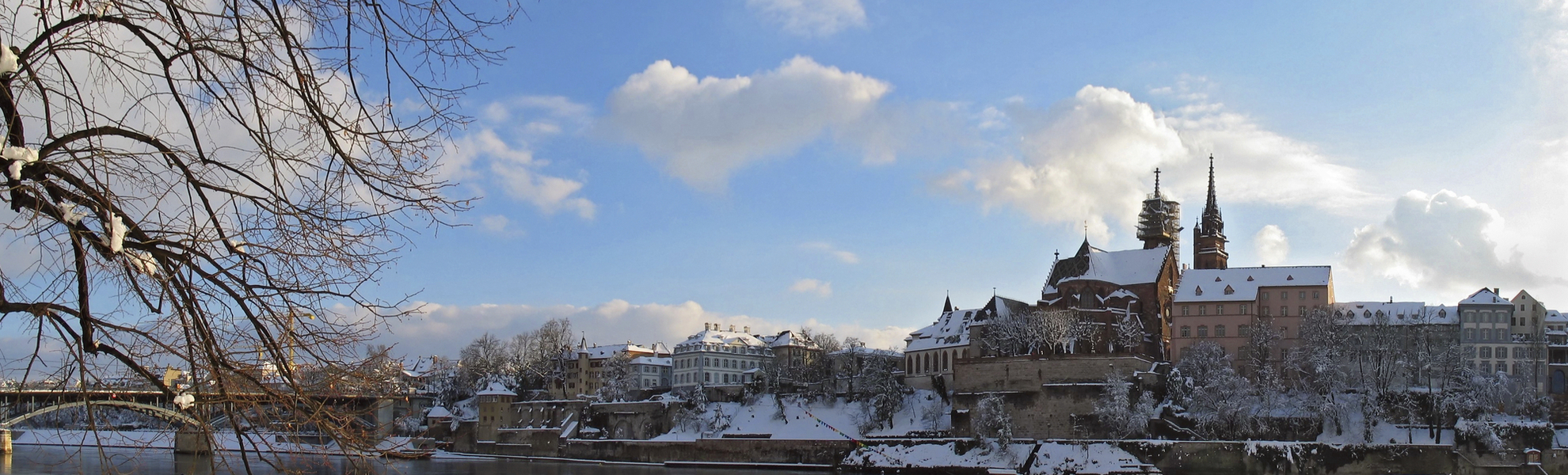 Winterpanorama von Basel, Schweiz