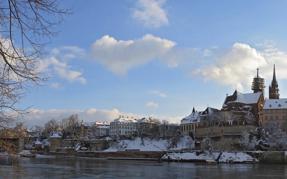 Winterpanorama von Basel, Schweiz