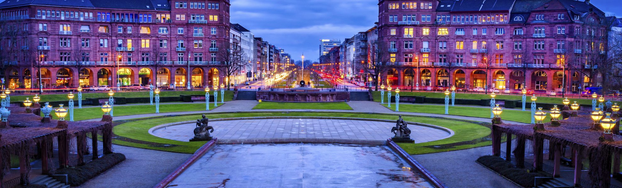 Friedrichsplatz in Mannheim im Winter, Deutschland