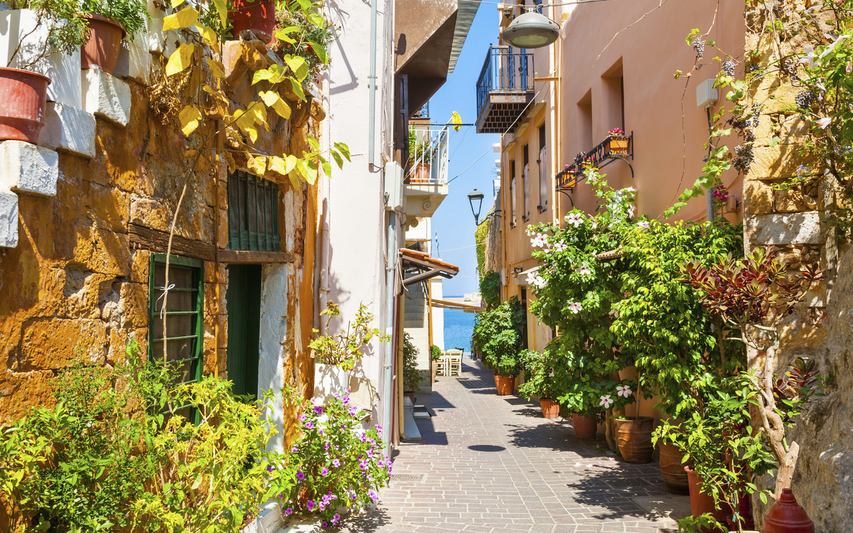 Kleine Gassen in Chania auf Kreta, Griechenland