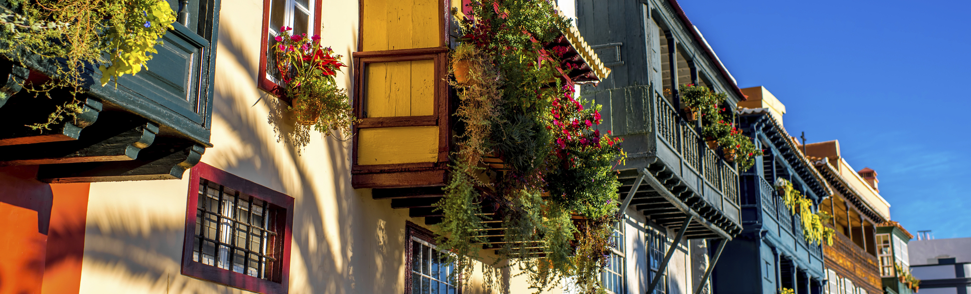 Bunte Häuser in Santa Cruz de La Palma, Kanarische Inseln