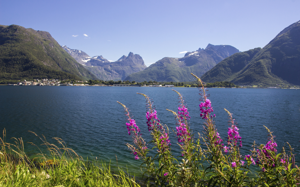 Liebliche Landschaft am Romsdalsfjord, Norwegen