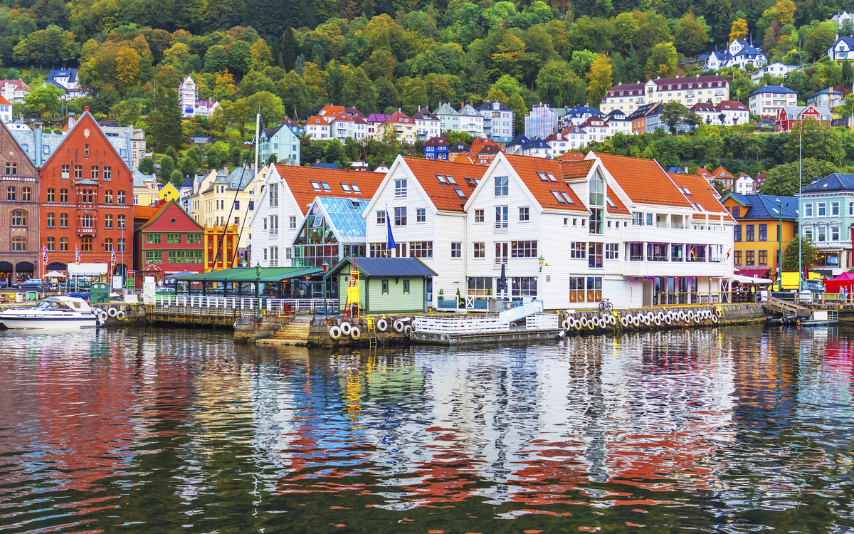 Häuserfassade von Bryggen, Bergen, Norwegen
