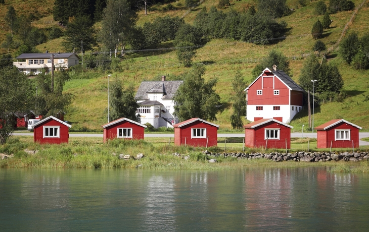 Kleine Häuser in Søgne, Norwegen