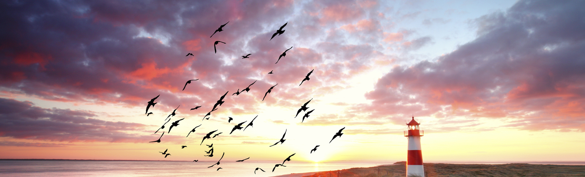 Sonnenuntergang über dem Leuchtturm in List, Sylt