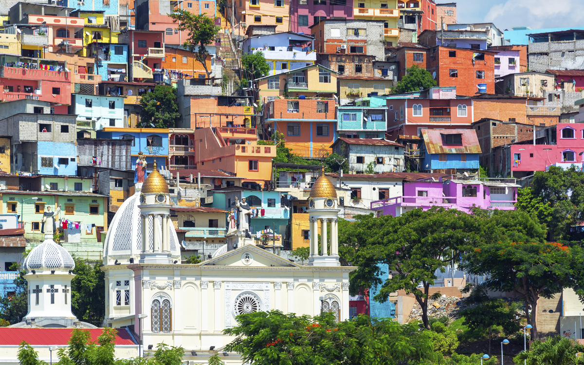 Bunte Häuser in Guayaquil, Ecuador