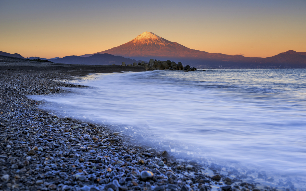 Shizuoka Landschaft während des Sonnenuntergangs, Japan