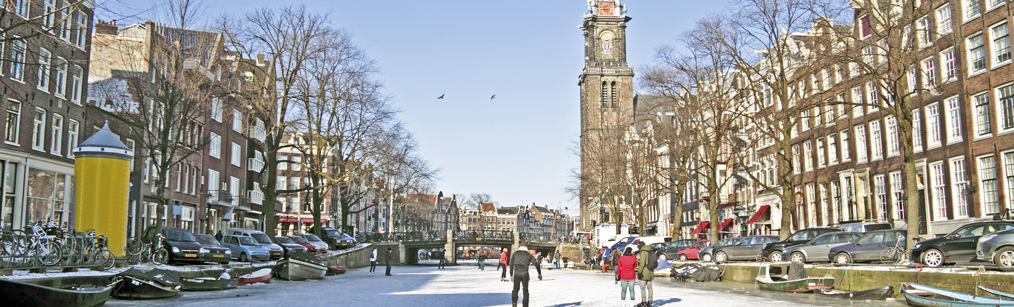 zugefrorene Grachten in Amsterdam, Niederlande
