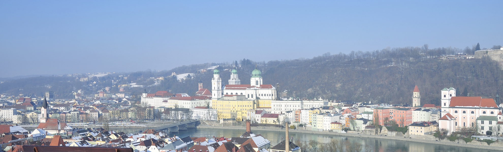 Passau bei Schnee, Deutschland