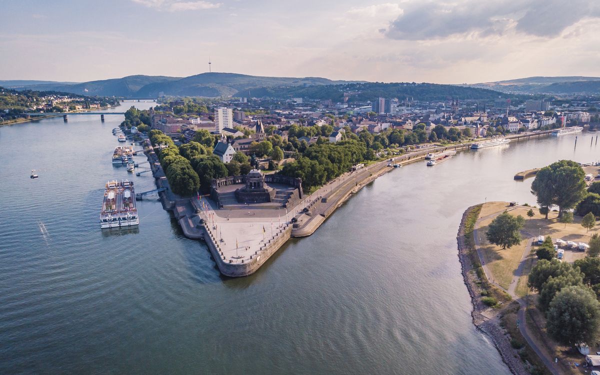 Zusammenfluss Rhein-Mosel in Koblenz, Deutschland