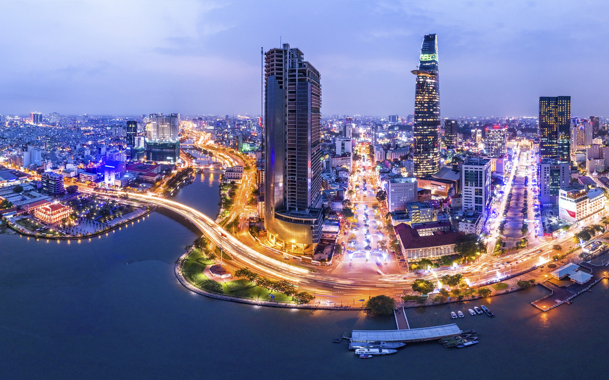 Luftaufnahme von der Skyline Saigons, Vietnam