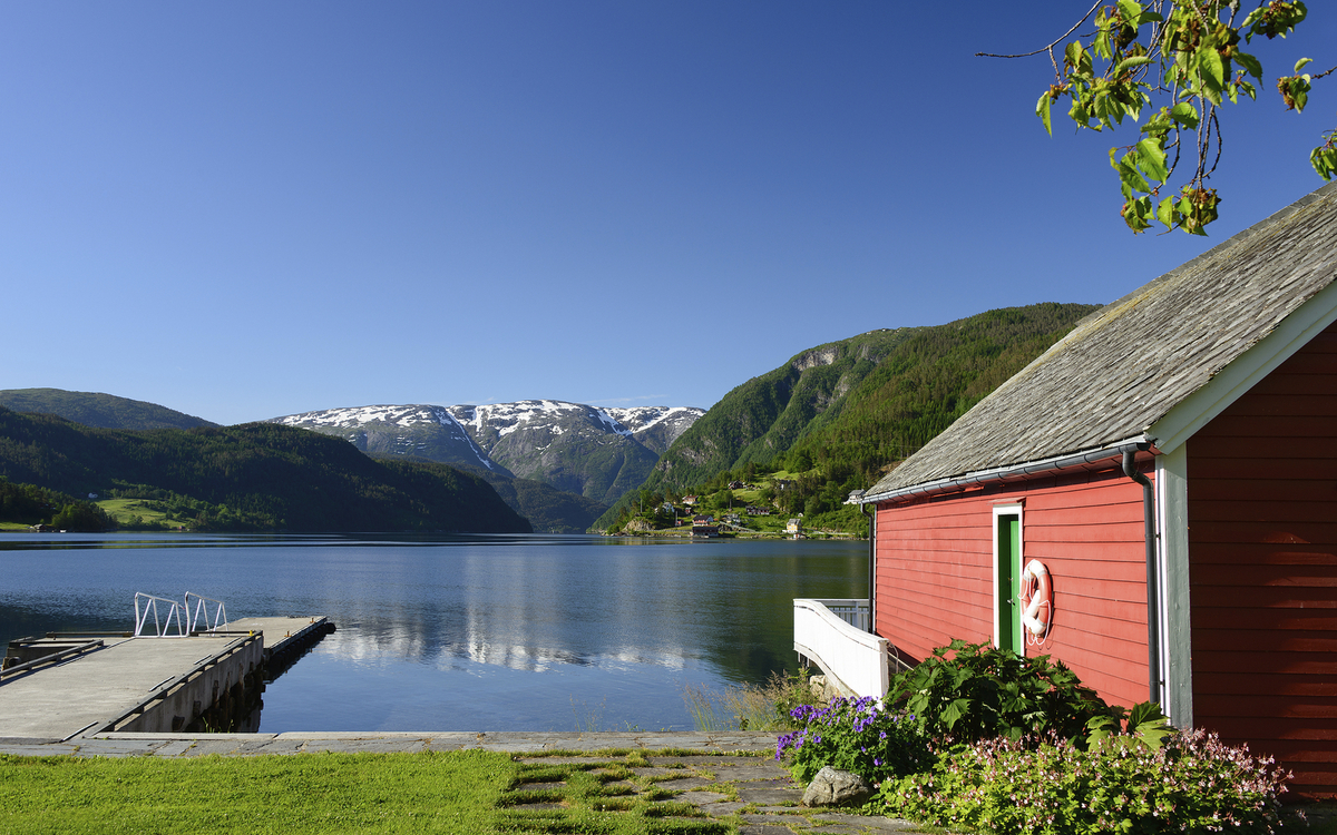 Blick auf das Hardangerfjord, Norwegen