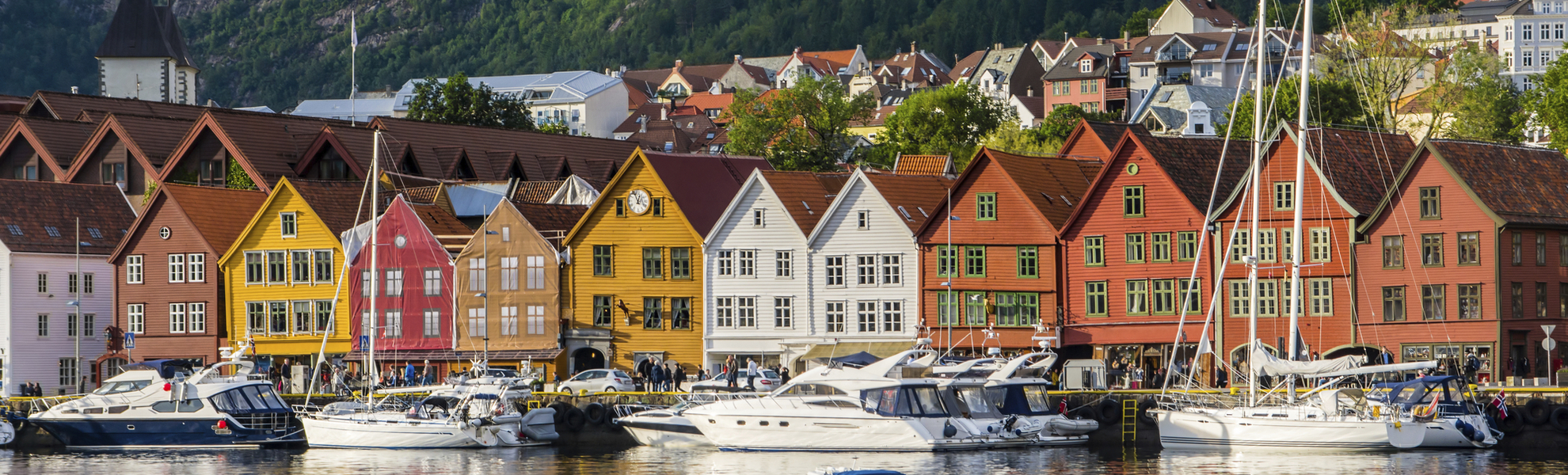 Haeuserfassaden von Bergen, Norwegen