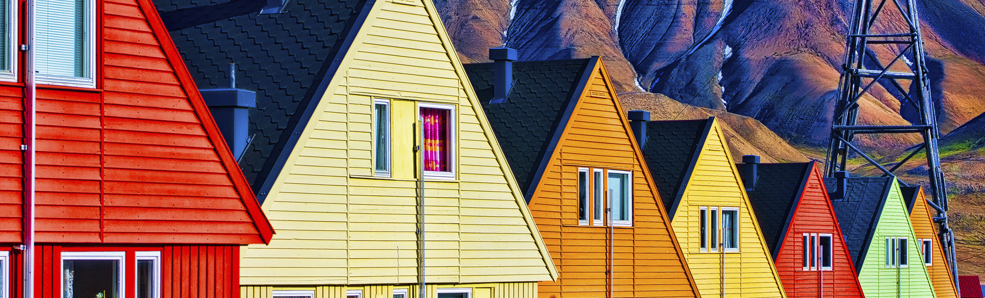 bunte Häuser in Longyearbyen, Spitzbergen
