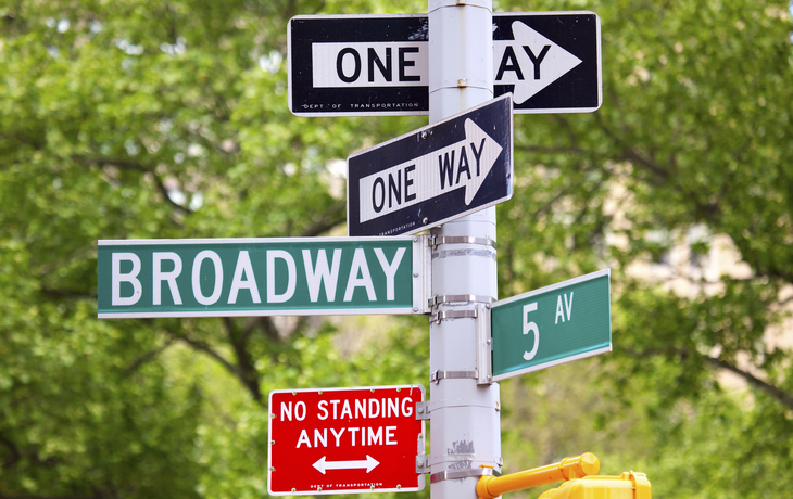 Straßenschilder auf der 5th Avenue in New York, USA