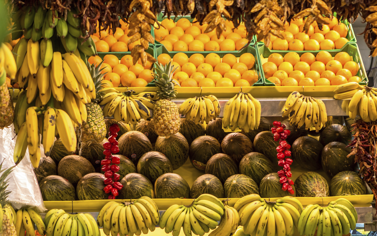 Obst Marktstand in Las Palmas auf Gran Canaria, Spanien