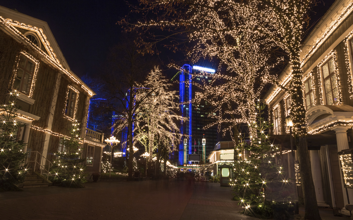 Weihnachtlich beleuchtete Innenstadt von Göteborg, Schweden