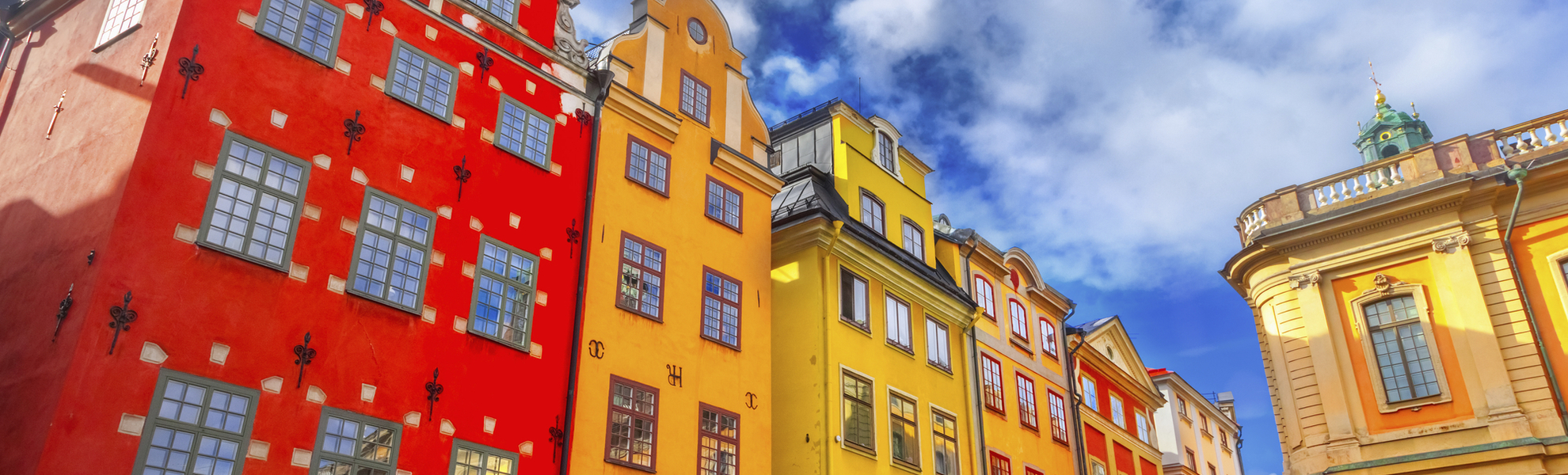 farbenfrohe Häuser in Stockholm, Schweden