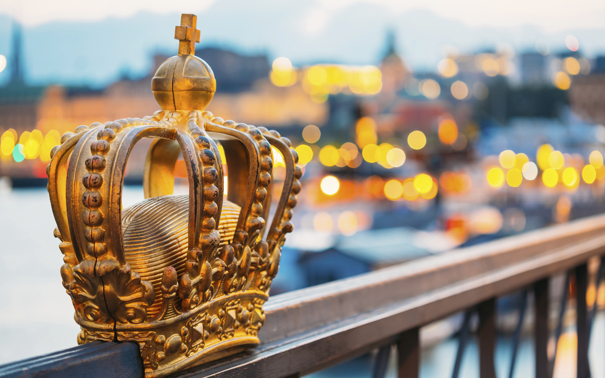 Schwedische Krone auf der Brücke Skeppsholm