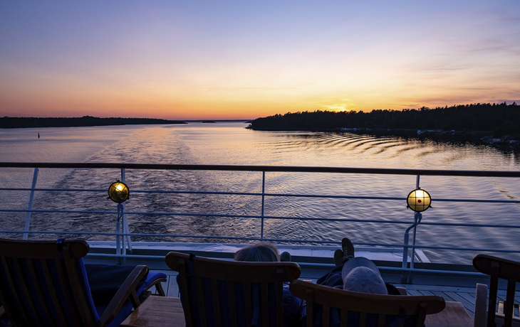 Sonnenuntergang an Deck