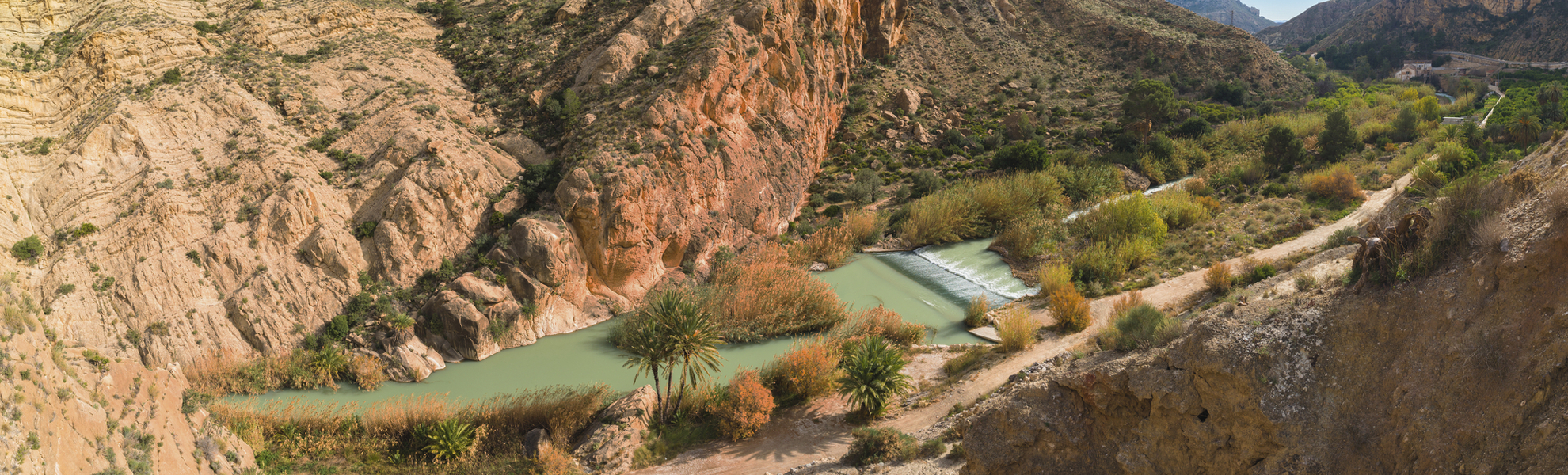 Panoramaaufnahme des Tals Valle de Ricote in Murcia, Spanien