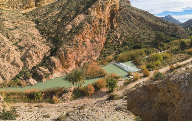 Panoramaaufnahme des Tals Valle de Ricote in Murcia, Spanien