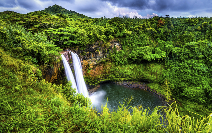Hawaii, Kauai Wailua River, Opaekaa Wasserfälle