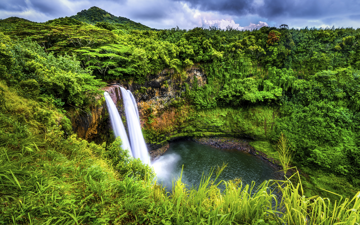 Hawaii, Kauai Wailua River, Opaekka Wasserfälle
