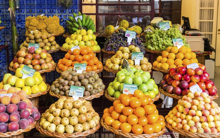 Marktstand in Funchal auf Madeira, Portugal