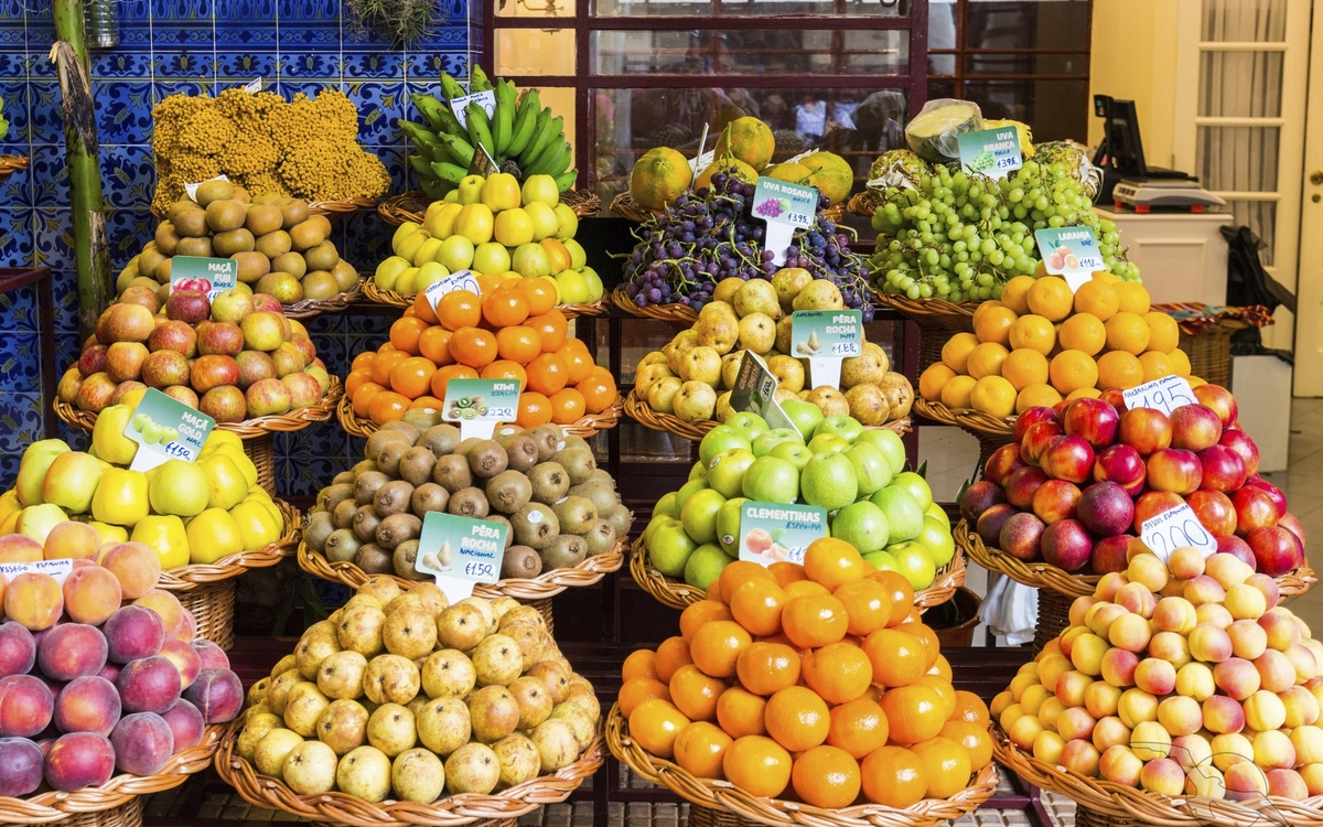 Marktstand in Funchal auf Madeira, Portugal