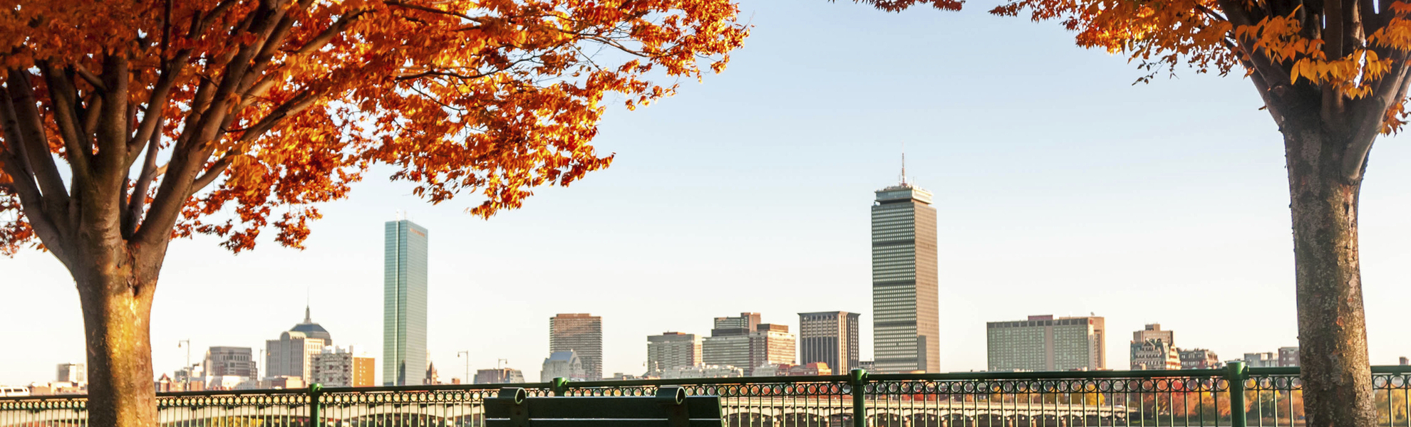 Skyline von Boston im späten Herbst, USA