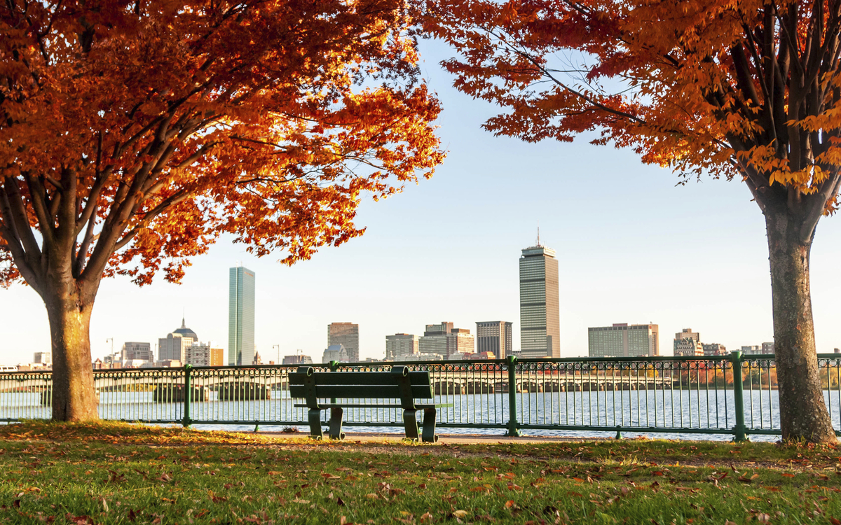 Skyline von Boston im späten Herbst, USA