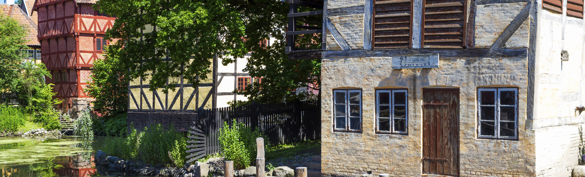 Fachwerkhäuser in der Altstadt von Aarhus, Dänemark