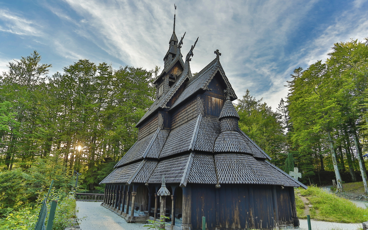 Fantoft-Stabkirche in Bergen, Norwegen