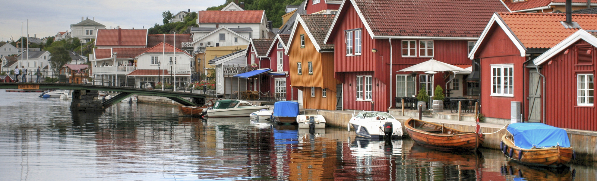 Typische Häuser in Kragerø, Norwegen