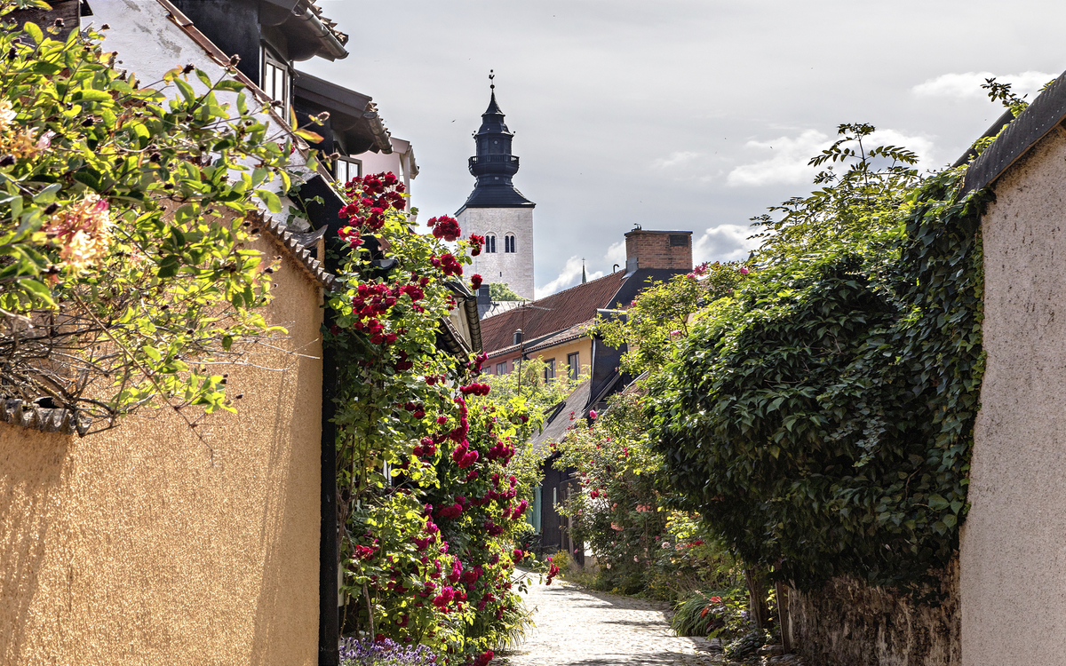 Straße in Visby, Schweden