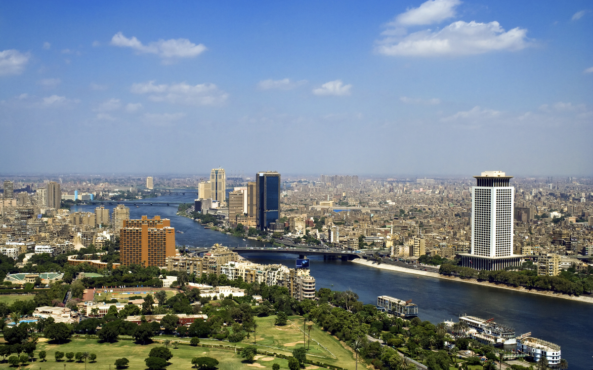 Luftansicht über Kairo und den Nil in Ägypten